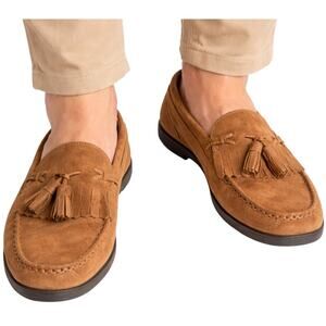 Earth Shoe Mens Tan Nubuck Leather Loafer 10D Tassel Kiltie Manning Brazil Fall